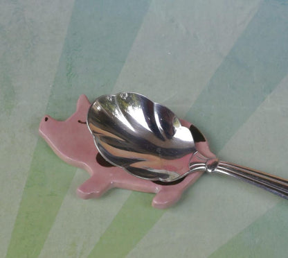 Pig ring holder. ONE Piglet teaspoon rest. Teaspoon rest. Coffee spoon rest. Chopstick rest. Teeny trinket dish. Pill holder.