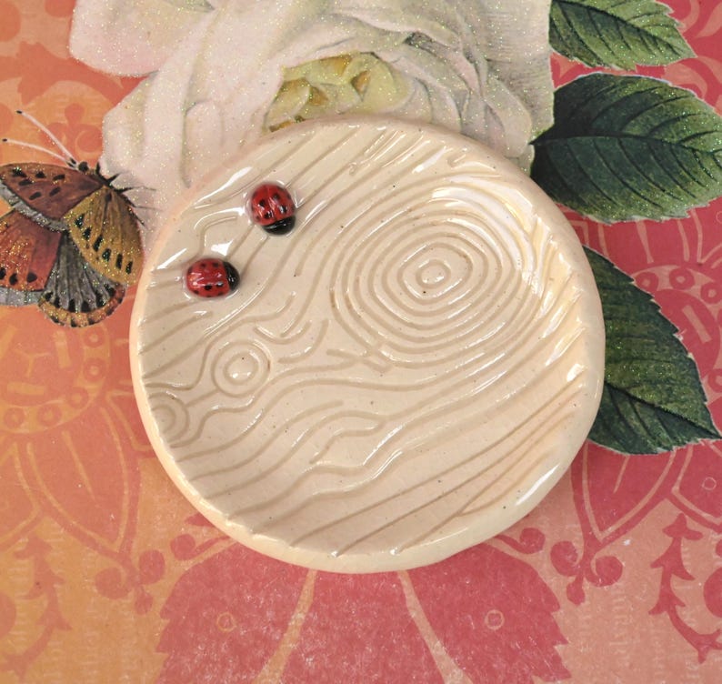Ladybug ring holder. Tea bag rest. Teaspoon rest. Coffee spoon rest. Tea light holder. Trinket dish. Chopstick rest. Pill holder
