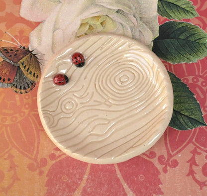 Ladybug ring holder. Tea bag rest. Teaspoon rest. Coffee spoon rest. Tea light holder. Trinket dish. Chopstick rest. Pill holder