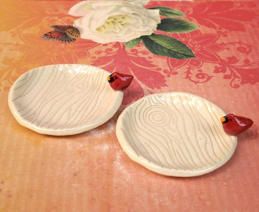 Red Cardinal ring holder. Tea bag rest. Teaspoon rest. Ring holder. Trinket dish. Chopstick rest. Pill holder. Tea light holder