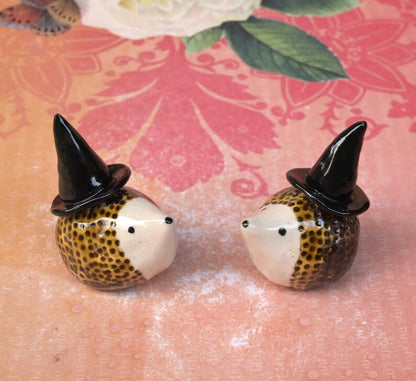 Hedgehog figurine. Halloween hedgehog. Ring holder. Wizard Hedgehog. Miniature hedgehog with witch's hat. Ring cone.
