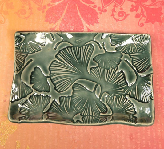 Gingko leaf soap holder. Soap dish. Gingko leaf spoon rest. Gingko leaf dish. Gingko leaf jewelry holder. Tea bag holder. Soap holder.