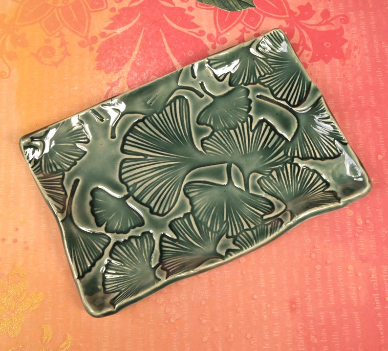 Gingko leaf soap holder. Soap dish. Gingko leaf spoon rest. Gingko leaf dish. Gingko leaf jewelry holder. Tea bag holder. Soap holder.