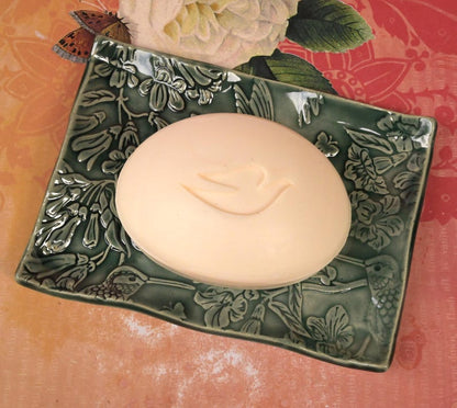 Hummingbird soap dish. Hummingbird spoon rest. Bird dish. Botanical jewelry holder. Tea bag holder. Tea light holder. Trinket dish