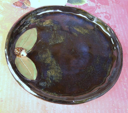 Hedgehog plate spoon rest. Big spoon rest. Soap holder. Jewelry holder. Trinket dish. Tea bag rest. Hedgehog tray. Cracker tray