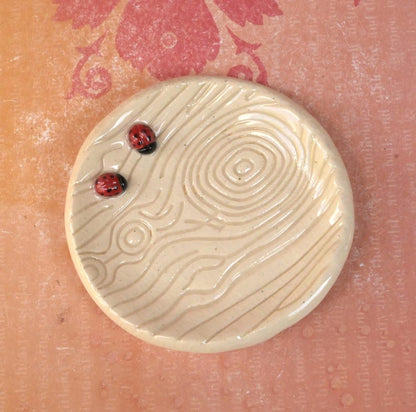 Ladybug ring holder. Tea bag rest. Teaspoon rest. Coffee spoon rest. Tea light holder. Trinket dish. Chopstick rest. Pill holder