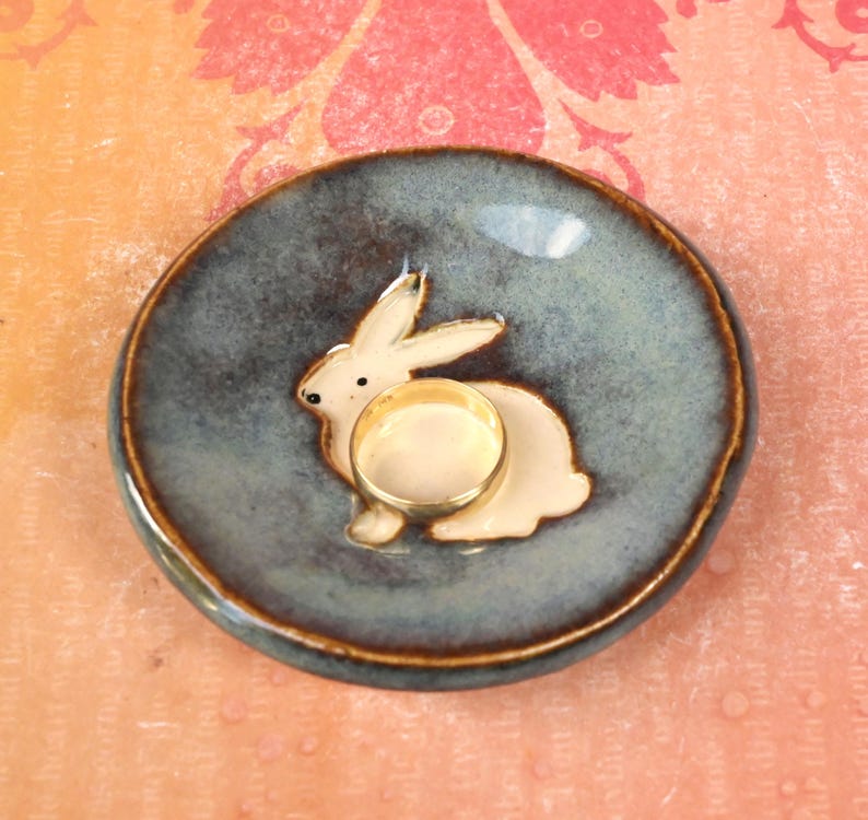 Bunny Rabbit ring holder. Bunny dish. Tea bag holder. Teaspoon rest. Trinket dish. Chopstick rest. Tea light holder. Pill holder