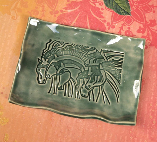 Horse soap holder. Horse spoon rest. Trinket dish. Horse jewelry holder. Horse plate. Spoon rest. Soap dish. Horse ring holder. Horse dish.