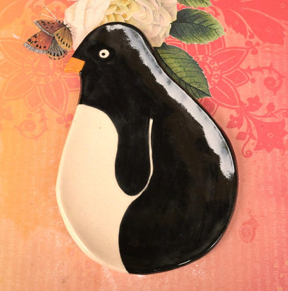 Penguin spoon rest. Emperor penguin soap holder. Ring and jewelry holder. Spatula rest. Tea bag rest. Trinket dish. Gift for penguin lovers.