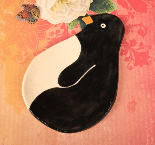 Penguin spoon rest. Emperor penguin soap holder. Ring and jewelry holder. Spatula rest. Tea bag rest. Trinket dish. Gift for penguin lovers.