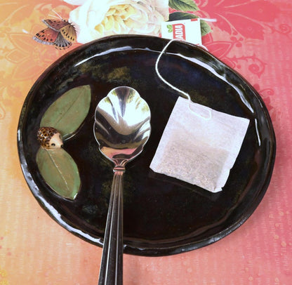 Hedgehog plate spoon rest. Big spoon rest. Soap holder. Jewelry holder. Trinket dish. Tea bag rest. Hedgehog tray. Cracker tray